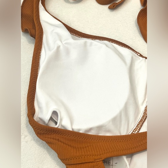 Cupshe One Piece Burnt Orange Open Back Swim Swimsuit w/ Ruffles Sz Large - Picture 15 of 16